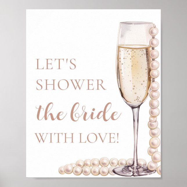 Póster Perlas Prosecco Duchemos a la novia con amor (Frente)