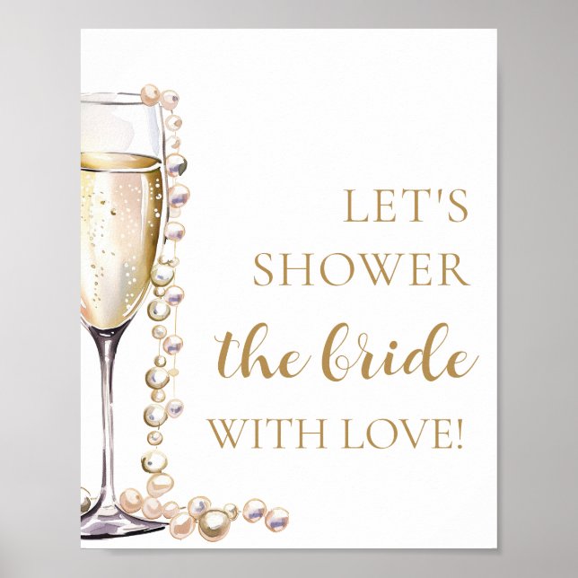 Póster Perlas Prosecco Duchemos a la novia con amor (Frente)