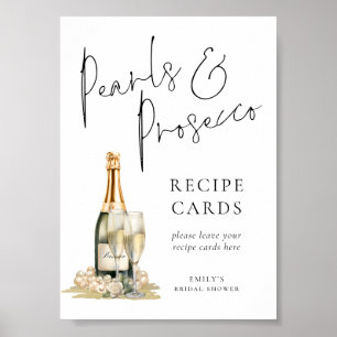 Póster Perlas Prosecco Rótulo de tarjeta de ducha de novi