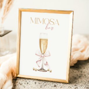 Póster Perlas rosas y Prosecco ducha de novia Mimosa Bar