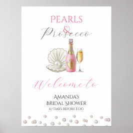 Póster Perlas y ducha de novia rosa Prosecco