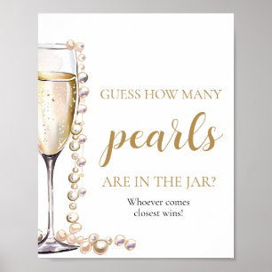 Póster Perlas y prosecco adivinan cuántas perlas juegan