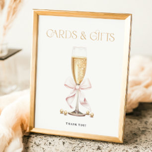 Póster Perlas y Prosecco Bridal Shower favorece el Rótulo