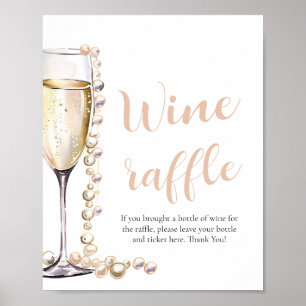 Póster Perlas y Prosecco Bridal Shower Wine Raffle Juego
