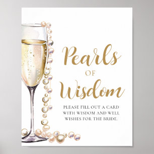 Póster Perlas y Prosecco Champán Perlas de Sabiduría Letr