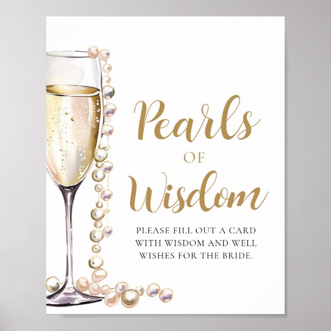 Póster Perlas y Prosecco Champán Perlas de Sabiduría Letr (Frente)