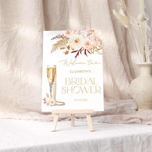 Póster Perlas y prosecco con bienvenida de novia floral (Subido por el creador)