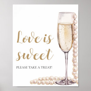 Póster Perlas y Prosecco El amor al champán es un Rótulo 