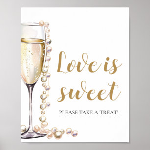 Póster Perlas y Prosecco El amor al champán es un Rótulo