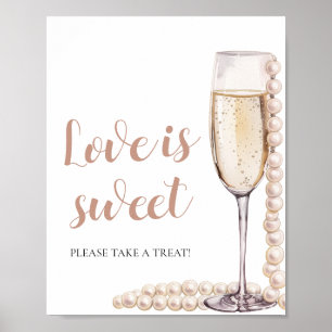 Póster Perlas y Prosecco El amor al champán es un Rótulo
