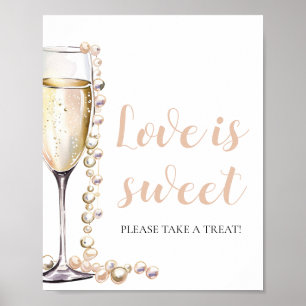 Póster Perlas y Prosecco El amor al champán es un Rótulo