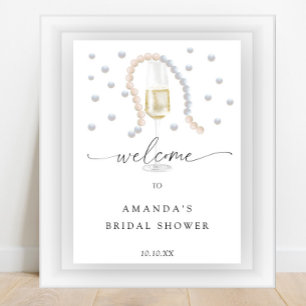 Póster Perlas y Prosecco fiesta de la ducha de novia de b
