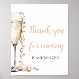 Póster Perlas y Prosecco Gracias por venir Rótulo