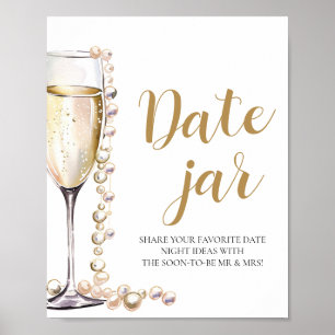 Póster Perlas y Prosecco Ideas de Noche de Fecha Rótulo d
