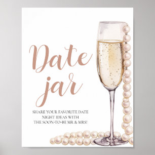 Póster Perlas y Prosecco Ideas de Noche de Fecha Rótulo d