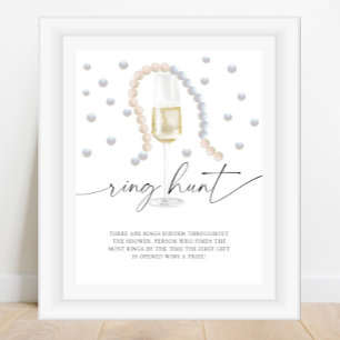 Póster Perlas y Prosecco - juego de búsqueda del anillo p