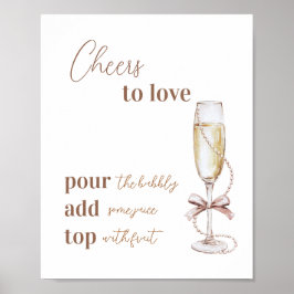 Póster Perlas y prosecco saludan a la ducha de novias
