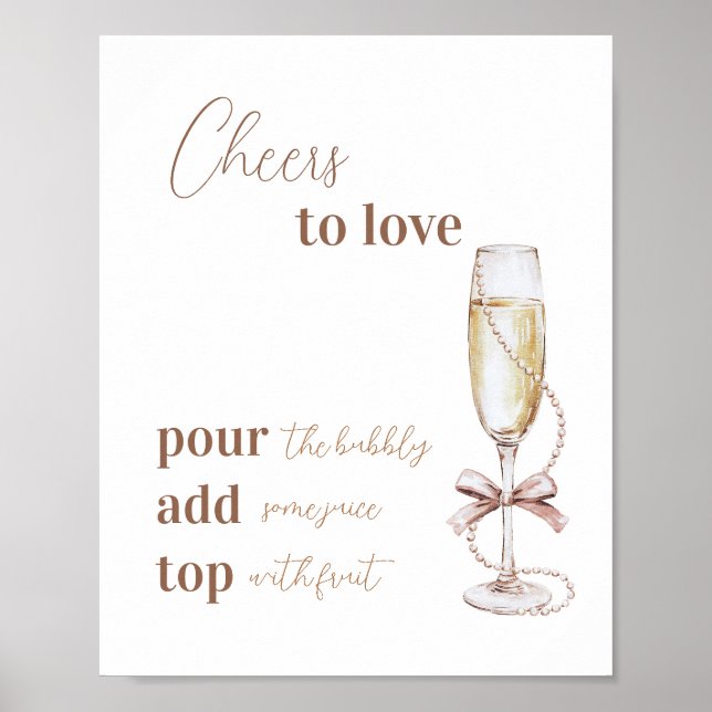 Póster Perlas y prosecco saludan a la ducha de novias (Frente)