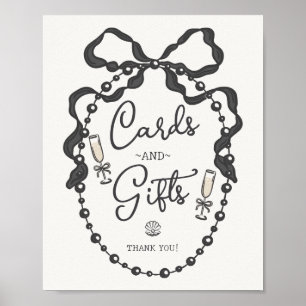 Póster Perlas y Rótulo de Regalos de Black Bow de Prosecc