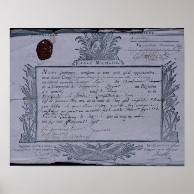 Póster Permit for the Battle of Rossbach, 1757 (Frente)