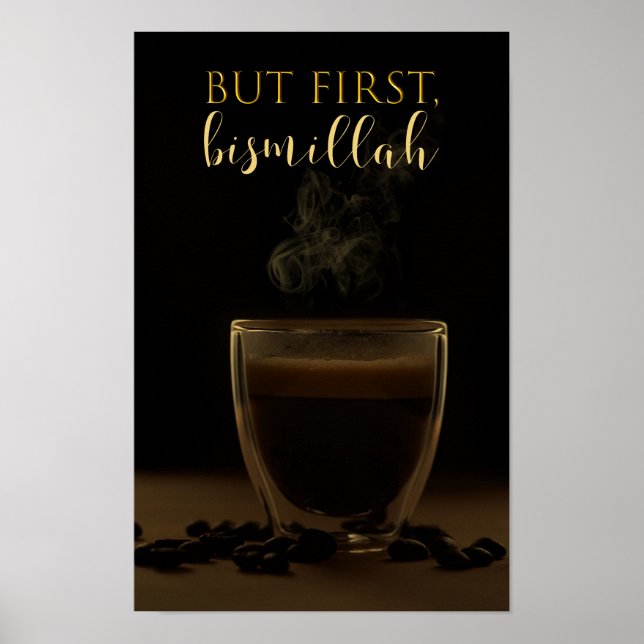 Póster pero primero bismillah, amantes del café, adicto a (Frente)