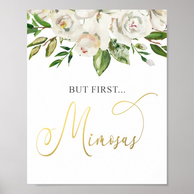 Póster Pero primero Mimosas White Floral Gold (Frente)