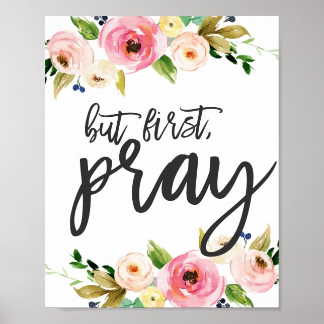 Póster Pero primero, Pray, Floral Prayer Boho floral (Frente)