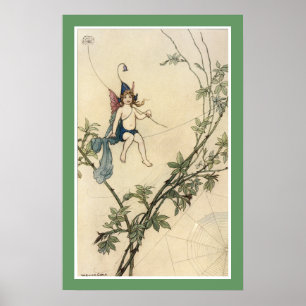 Póster Pero Puck estaba sentado en el hilo de araña