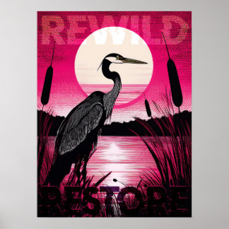 Póster Perón de atardecer / Rewild & Restore