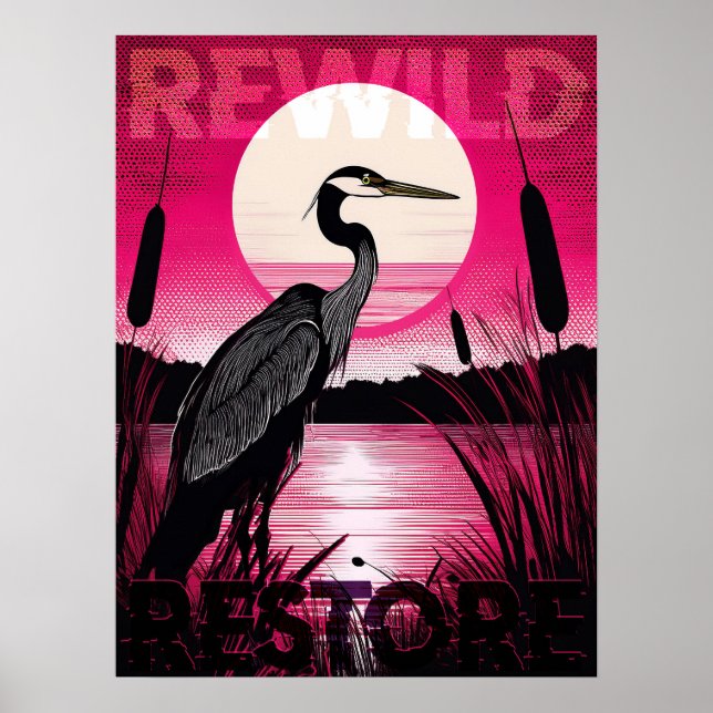 Póster Perón de atardecer / Rewild & Restore (Frente)