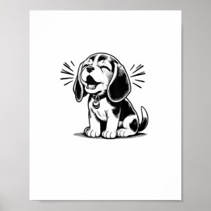 Póster Perrito beagle adorable, familia amante de los ani