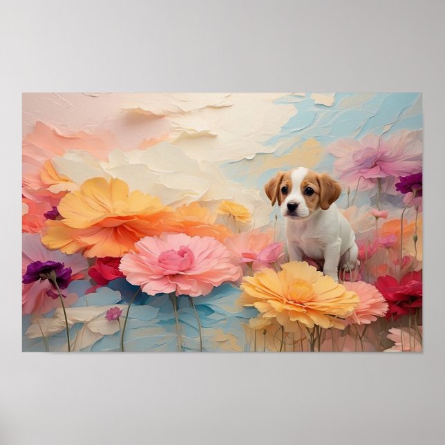 Póster Perrito de gálibo floral curtido descargable (Frente)