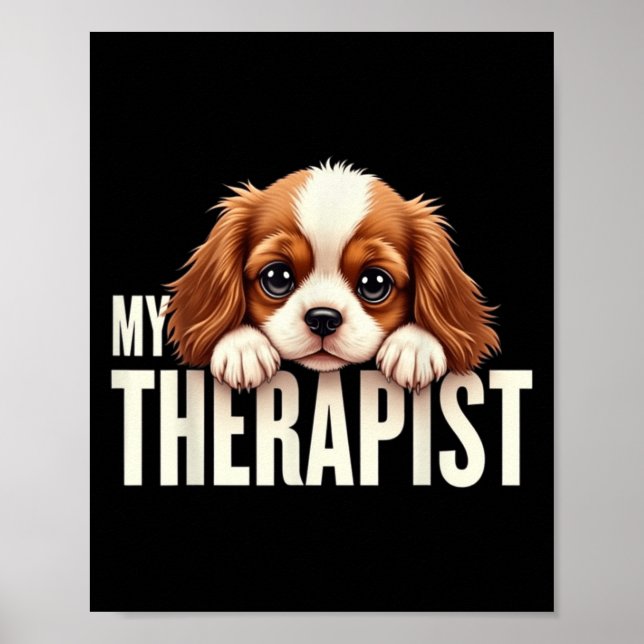 Póster Perrito Divertido Mi Terapeuta Cavalier King Charl (Frente)