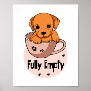 Póster Perrito Kawaii orang completamente vacío en una ta