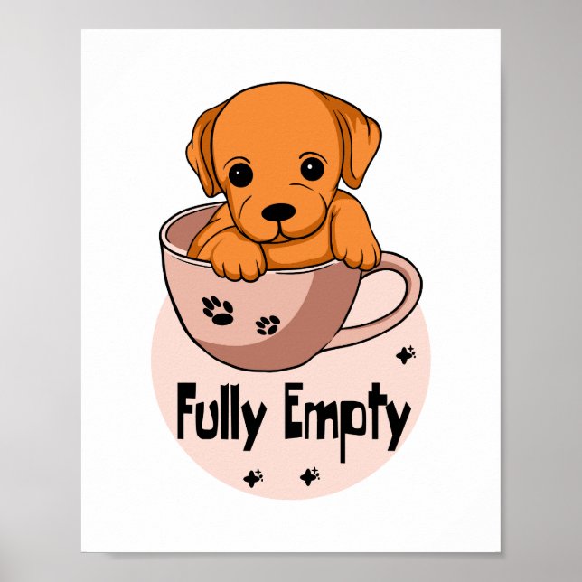 Póster Perrito Kawaii orang completamente vacío en una ta (Frente)