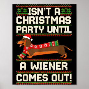 Póster Perrito vienés divertido fresco Navidad Dachshund