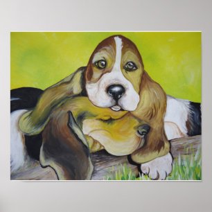 Póster Perritos del perro del Bassett