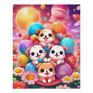 Poster perritos kawaii