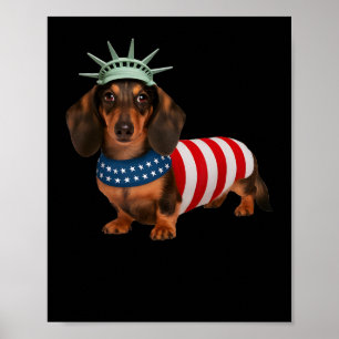 Póster Perro 4 De Julio Regalos De Bandera Estadounidense