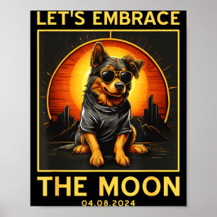 Póster Perro Abraza Luna Eclipse Solar Total 2024 Diverti