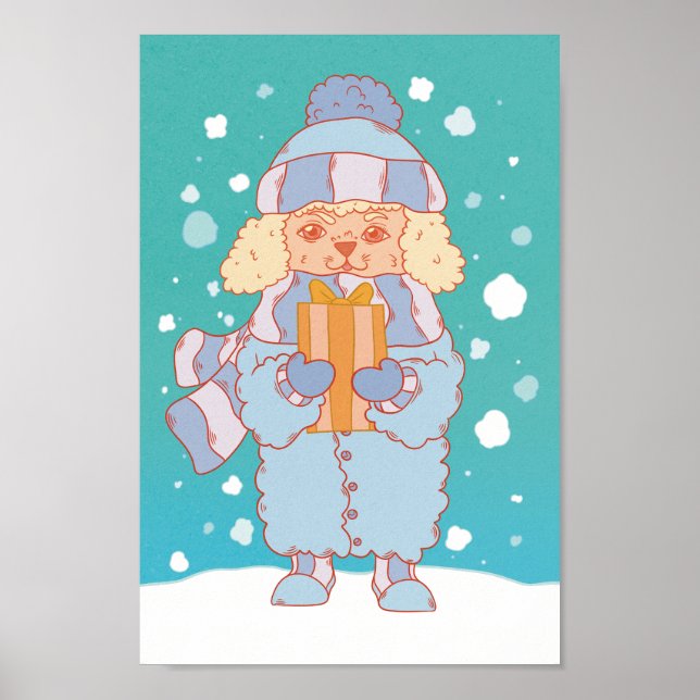 Póster Perro acogedor de invierno (Frente)