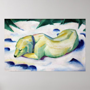 Póster Perro acostado en la nieve (1911) por Franz Marc
