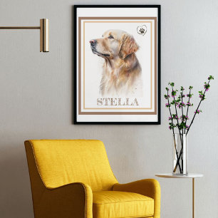 Póster Perro acuático hermoso personalizado (GoldenRetrie
