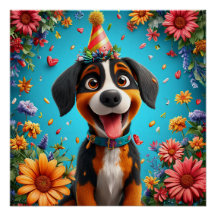 Perro adorable celebrando una fiesta de cumpleaños