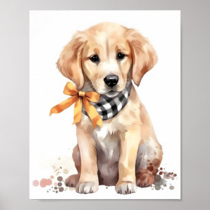 Póster Perro Adorable Cuadrillo Golden Retriever