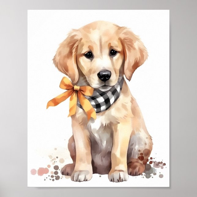 Póster Perro Adorable Cuadrillo Golden Retriever (Frente)