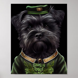Póster Perro Affenpinscher con vestido de San Patricio