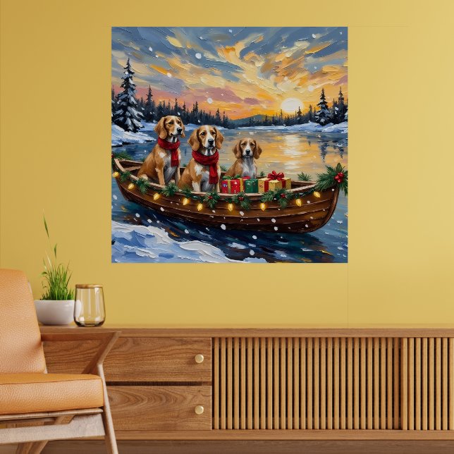 Póster Perro afgano Navidad Barco Fiesta (Salón 2)