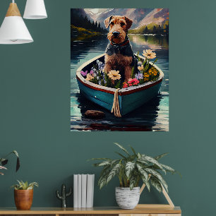 Póster Perro Airedale en un pádel: una aventura escénica