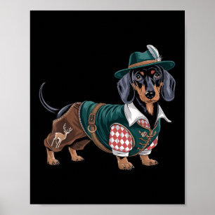 Póster Perro alemán Dachshund Bavarian Weiner Sausage _3
